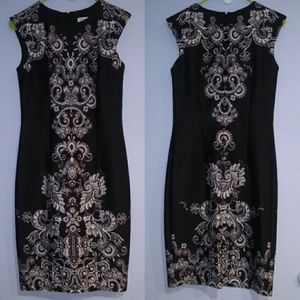 B / W Sheath Printed Design Dress 6 Liz Claiborne